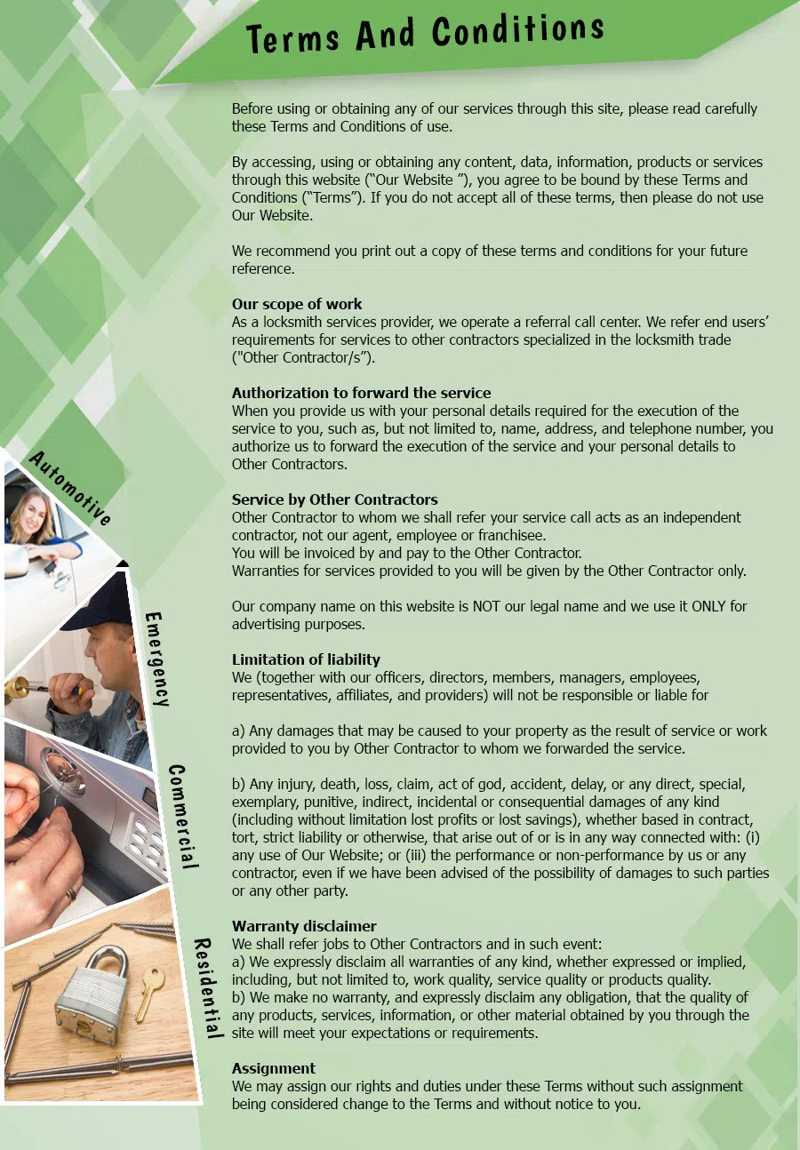 Aqua Locksmith Store Phoenix, AZ 480-612-9213 - TermsAndConditions-2